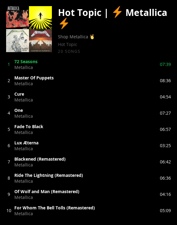 Metallica Playlist