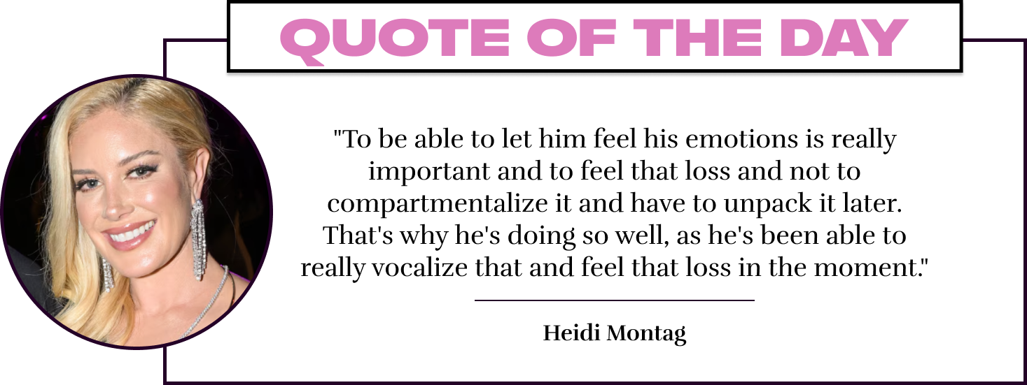 "To be able to let him feel his emotions is really important and to feel that loss and not to compartmentalize it and have to unpack it later. That's why he's doing so well, as he's been able to really vocalize that and feel that loss in the moment." - He