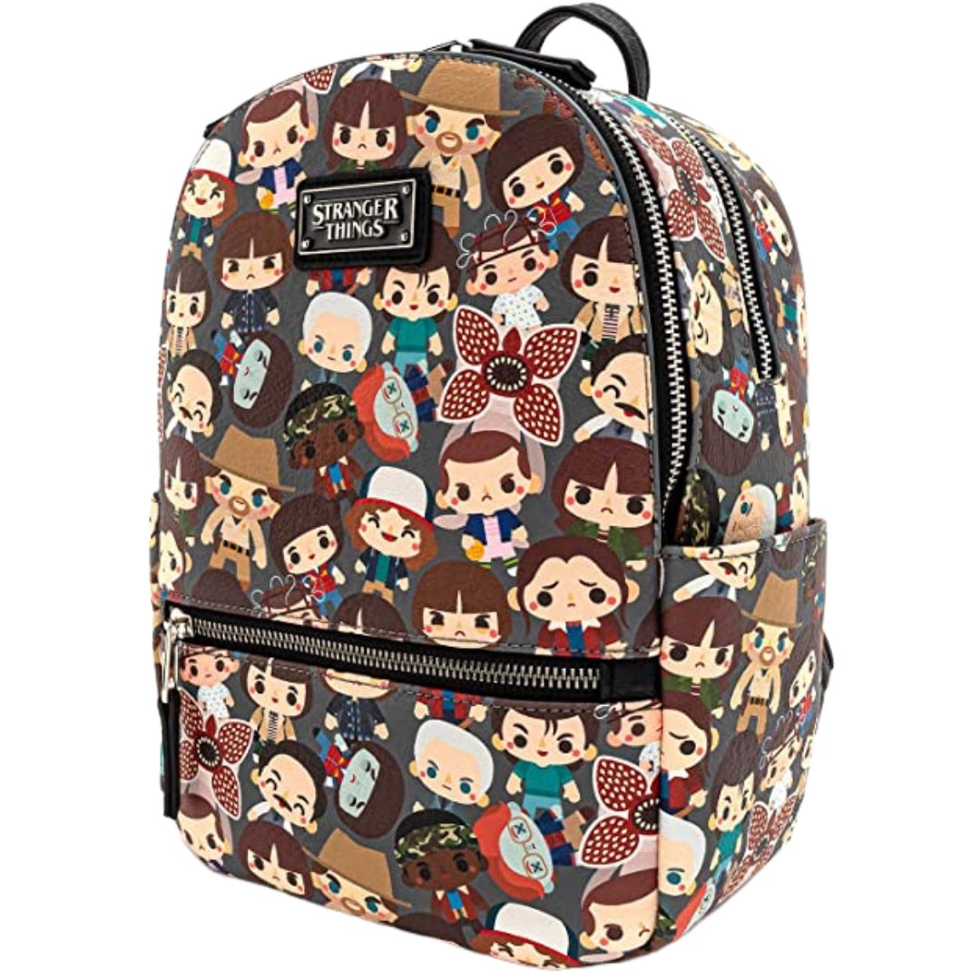 Loungefly Stranger Things Chibi Characters All Over Print Mini Backpack