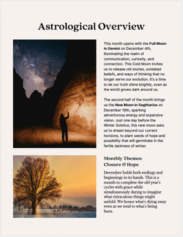 Preview of what the monthly moon guide pages are like