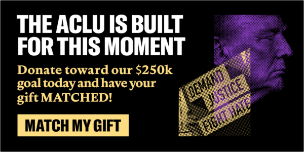 ACLU email banner with countdown clock